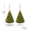 Christmas tree drop earrings in green and red with size measurements and mirror reflection - Wooden Christmas Tree (E2310-2)