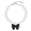 Elegante Haustier-Perlenkette mit schickem schwarzem Schleifenanhänger und Kette - Schwarz