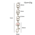 Silver metal pig nose H-link strap extender chain with lobster clasp and 12cm length - 12cm Anchor Chain Silver
