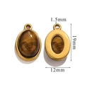 Oval tiger eye stone pendant with golden stainless steel frame for DIY jewelry making - Large-Tiger Eye