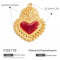Gothic red heart pendant in 18k gold-plated stainless steel with dimensions 33.1x24.09mm - PJ91779-Large Sacred Heart