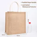 Natural jute tote bag 32x19x36cm with core-spun handles and waterproof lined interior - A4 Vertical Edition 36x32x19cm