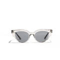 Retro Cat-Eye-Sonnenbrille mit transparentem Kunstharzrahmen und grauen Gläsern - Rauchgrau