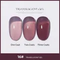 Vernis à ongles gel translucide n°16 montrant l'effet de 1, 2 et 3 couches d'application. - 16# Teint Translucide