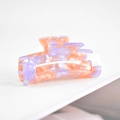 Grande pince a cheveux en acetate, griffe marbre orange et violette pour coiffure quotidienne. - Pince Acétate 116