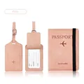 Pink PU leather travel set with passport holder and luggage tag with buckle strap - Set / Pink