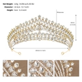 Lujosa tiara de novia dorada con cristales transparentes para bodas y bailes - Estilo Dorado (TS-J3256G)