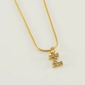 Golden snake chain necklace with sparkling diamond-set letter Z pendant for women - Gold Letter Z (With Chain)