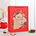Sacchetto regalo rosso di Natale con design 3D dell'albero e scritte dorate eleganti - Stampa a caldo Natale 1 / Medio (Singolo)