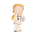 Cartoon nurse enamel brooch with gold-plated alloy and pink cat eye stone inlay - Cartoon Blonde Nurse