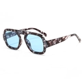 Grey and white tortoiseshell sunglasses with light blue transparent lenses in retro style - Grey Marble Blue