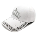 Weiße Baseballkappe mit Strass-Kronenmuster und verzierten Details am Schirm - M (56-58cm) / Weiß