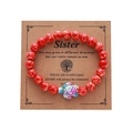 Red turquoise stone bead bracelet with colorful turtle charm on sisterhood card - Red Colorful Turtle Card Bracelet
