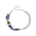 Bracelet ajustable en acier inoxydable argenté avec éclats de pierres naturelles bleues - Sodalite Bleue Argent