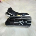 Classic British style black hair claw clip with white star and geometric line patterns - Black Pentagram Boot Style