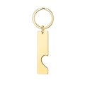 Minimalist gold stainless steel bottle opener keychain with a sleek mirror polished finish - Single (Half) / Gold