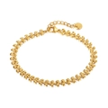 Elegante pulsera de acero inoxidable dorado con eslabones de hojas de trigo y cierre de langosta - Dorado