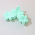 Elegant mint green flower-shaped hair claw clip in a glossy resin finish for women - #6abs Teal - Three Flowers / Bulk (No Packaging)