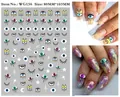 Detail of Evil Eye nail art stickers showing various blue eye designs and 80x103mm size - WG136