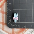 Mini forchetta in resina azzurra con fiocco rosa per fai da te su righello di misura - Forchetta Fiocco / Blu