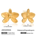 Dimensions détaillées des boucles d'oreilles orchidée en acier inoxydable doré - Style Boucles d'Oreilles Orchidée (JDE0209026)