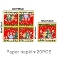 Nutcracker Christmas napkins 20pcs detail showing folded 6.5 inch and open 13 inch size - Christmas Napkin