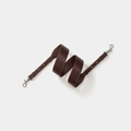 Adjustable dark brown leather shoulder strap with silver metal hooks for bags - Dark Brown Silver