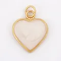 Golden brass heart pendant with white marble inlay and double ring hooks - White Marble Heart-L284480