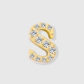 Sparkling gold letter S charm pendant with micro-paved rhinestones for DIY jewelry - Letter S-Gold