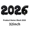 Black 2026 number balloons set 32 inch foil decoration for New Year and graduation - 32 inch / Black