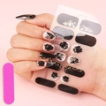 Gel-Nagelaufkleber Marmor-Design JX22-12 mit Goldfolie und Nagelfeile im Set-Angebot - JX22-12 Schwarz Gold Marmor