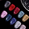 Glittering diamond gel nail polish set featuring multi-color reflective sparkling finishes - 8ml (With Chart) / New Colorful Diamond 9 Colors Set