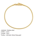 Minimalist 1.5mm stainless steel round snake chain bracelet in 14K gold finish - 1.5mm x 19cm / Gold