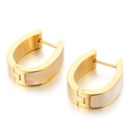 Elegant gold U-shaped shell earrings for women with a sleek hinge closure - Gold U-Shape Style (KE56267-K)