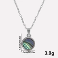 Detailed view of the 1.6cm abalone shell pendant necklace with size measurements - Silver Color Abalone Shell Necklace Set (S1994-S-B-N22)