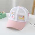 Cappello da baseball in rete rosa e bianco per bambini con ricamo a coniglietto - Bambini (51-53CM) / Rosa