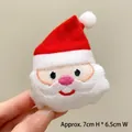 Cute embroidered plush Santa Claus brooch badge with red hat and white beard for Christmas - Round Eyes Santa Claus