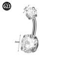 Bauchpiercing aus G23 Titan mit doppeltem klarem runden Zirkonia-Steinbesatz - Stil 13 (Rund 8mm)