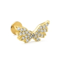 Golden butterfly lip stud in 316L stainless steel with shimmering zircon stones - Butterfly / Gold