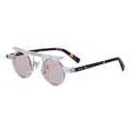 Vintage round frame sunglasses with clear front and tortoiseshell temples - C9 Transparent Frame Demi Leg Champagne Lens