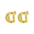 Goldene C-förmige Ohrringe mit mehrsträngiger Textur und klassischem Steckverschluss - Drei Linien Gedreht / 3.0*20mm / Gold