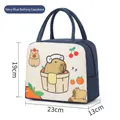 Navy blue insulated lunch bag with cute capybara print and dimensions 23x13x19 cm - Navy Bathing KBLP