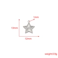 Detail view of a 13mm silver star pendant with bead edges and measurement specifications - Star Style (B-FM0004-7)