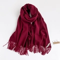 Morbida sciarpa rossa in stile cashmere con frange per donna con avvolgimento elegante - Rosso Ancorra