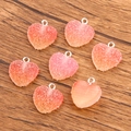 Pendentifs cœur en résine dégradé orange et rose avec anneaux en métal argenté - Cœur Dégradé No.1
