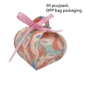 Detail of peach pattern gift boxes with pink ribbons, pack of 50 in OPP bag - Colorful Bubble Peach Pattern Box With Pink Ribbon