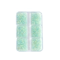 Light green iridescent caviar beads in a 6-grid clear box for nail art and DIY projects - 002-Light Green Iridescent Style