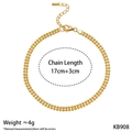 Adjustable 17cm+3cm gold plated stainless steel beaded chain bracelet detail - Gold Double Layer Bead Chain (KB908)