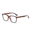 Classic tortoiseshell square frame glasses with anti-blue light lenses and dual rivet accents - Tea Stripe Frame Blue Light Blocking C11