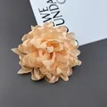 10cm handmade champagne fabric chrysanthemum flower brooch and hair clip for clothes - Light Orange